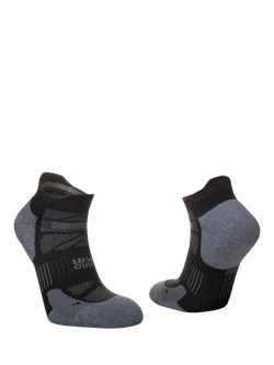Hilly Supreme Socklet Running Socks, Black/Grey, Black/Grey