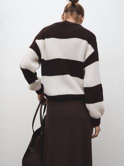 Mango Bosque Stripe Jumper - view 2, Light Beige