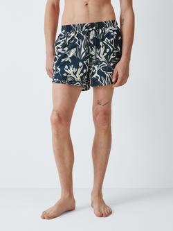John Lewis Coral Print Swim Shorts, Navy, Navy