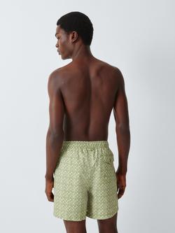 John Lewis Geometric Print Swim Shorts, Green - view 2, Green
