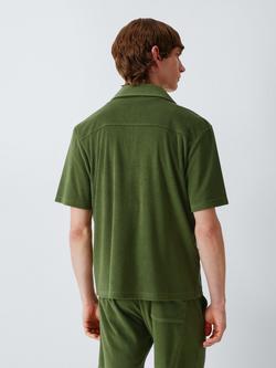 John Lewis Towelling Revere Collar Short Sleeve Shirt, Khaki - view 2, Khaki