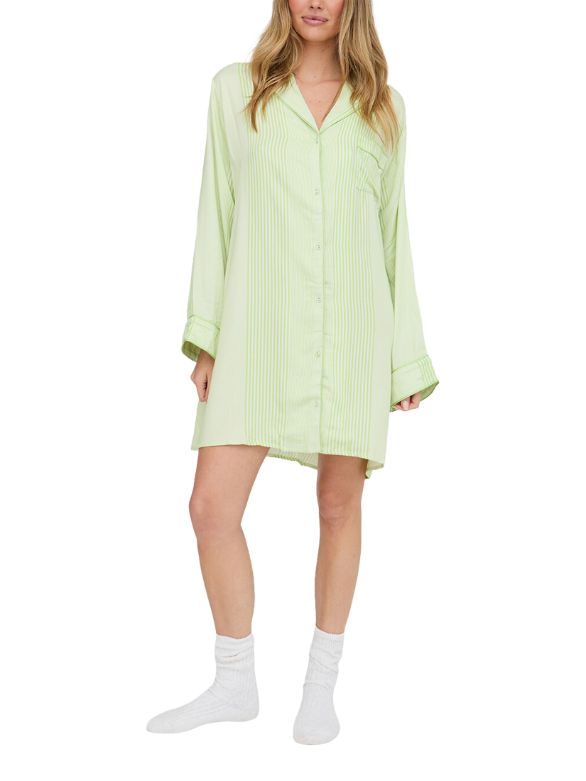 Product image 1 of 4, which shows Lily and Lionel Simone Mini Stripe Nightshirt, Ivory, S