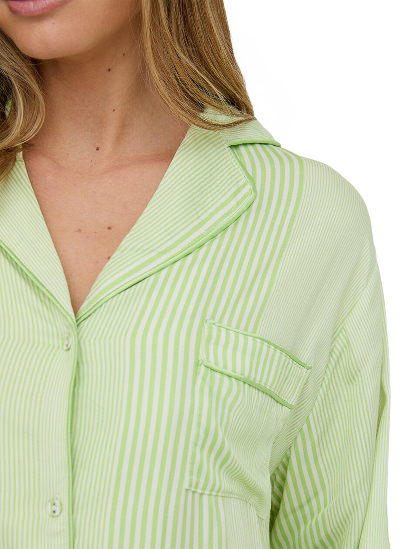 Product image 3 of 4, which shows Lily and Lionel Simone Mini Stripe Nightshirt, Ivory, S