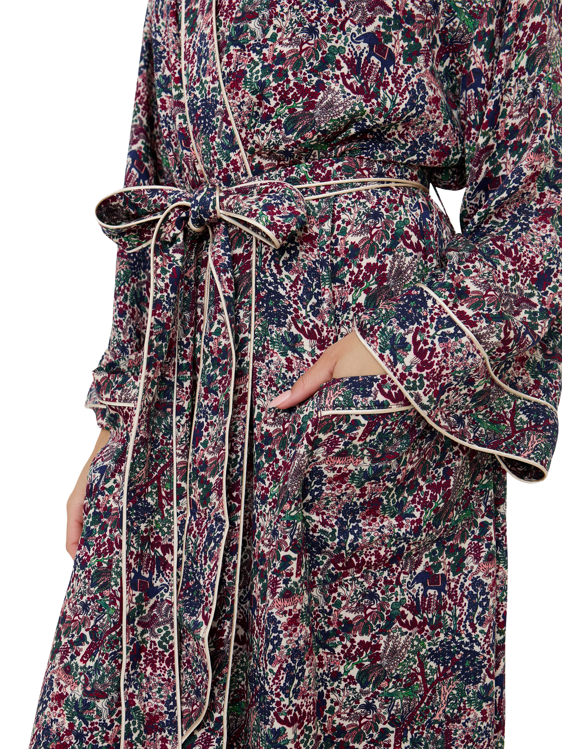 Product image 3 of 5, which shows Lily and Lionel Corina Forest Print Dressing Gown, Multi, S