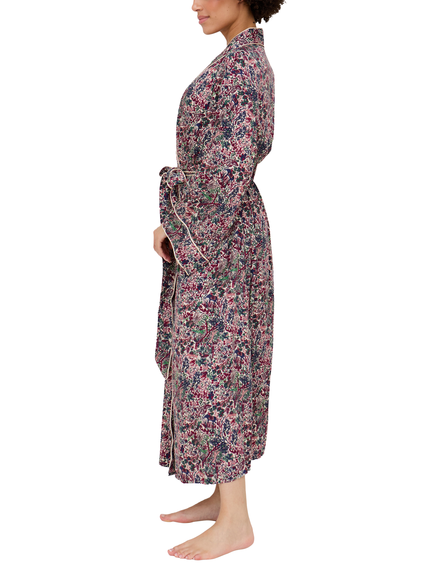 Product image 4 of 5, which shows Lily and Lionel Corina Forest Print Dressing Gown, Multi, S