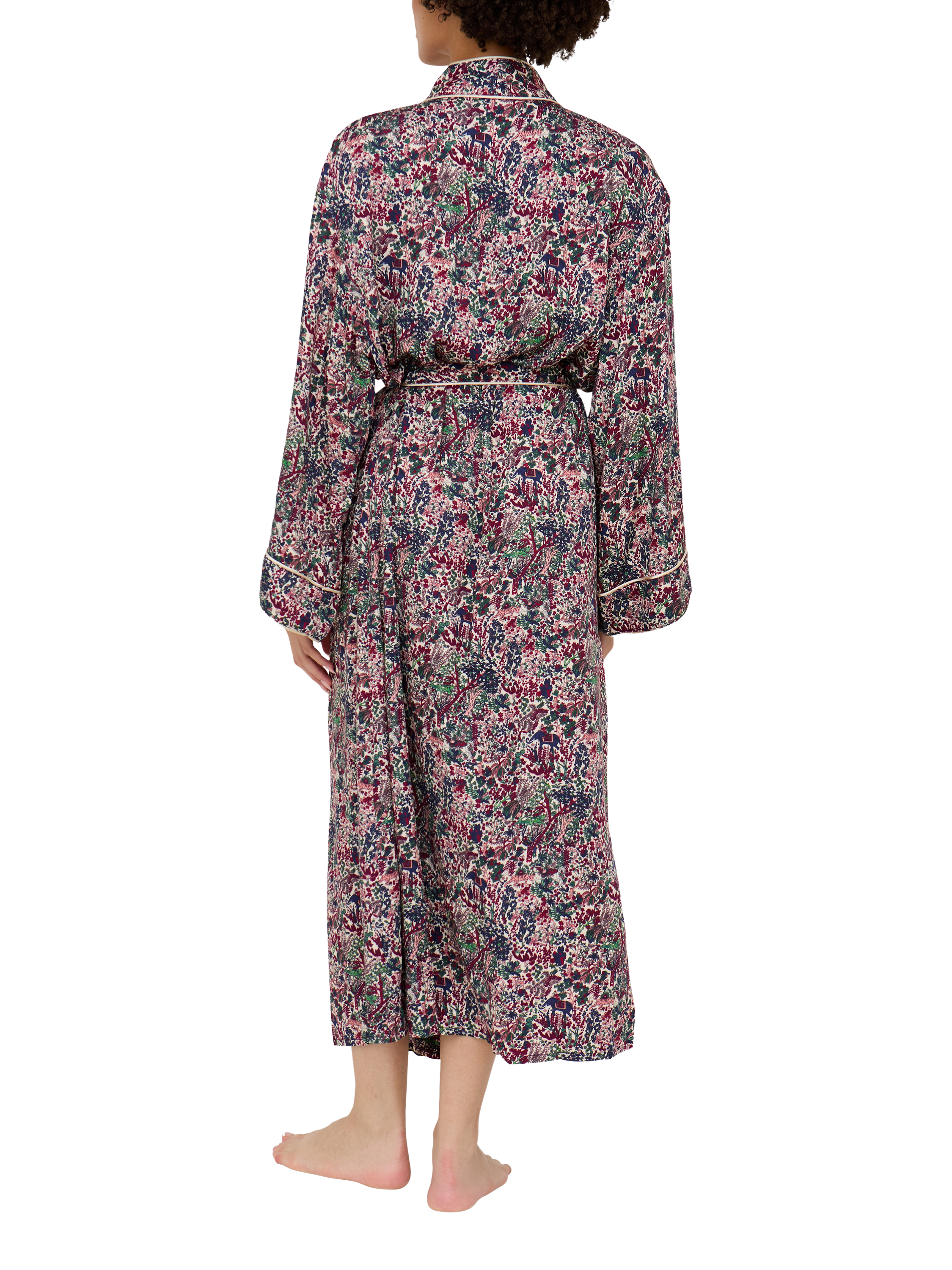 Product image 5 of 5, which shows Lily and Lionel Corina Forest Print Dressing Gown, Multi, S