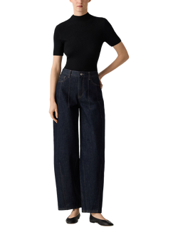 Theory High Rise Relaxed Darted Jeans, Dark Blue, Dark Blue