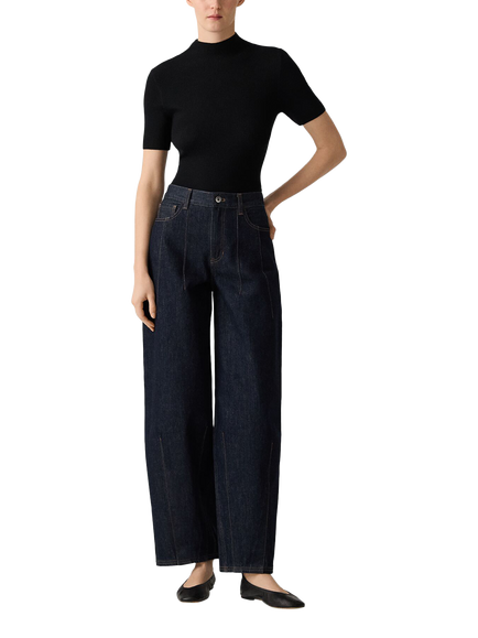 Theory High Rise Relaxed Darted Jeans, Dark Blue, Dark Blue