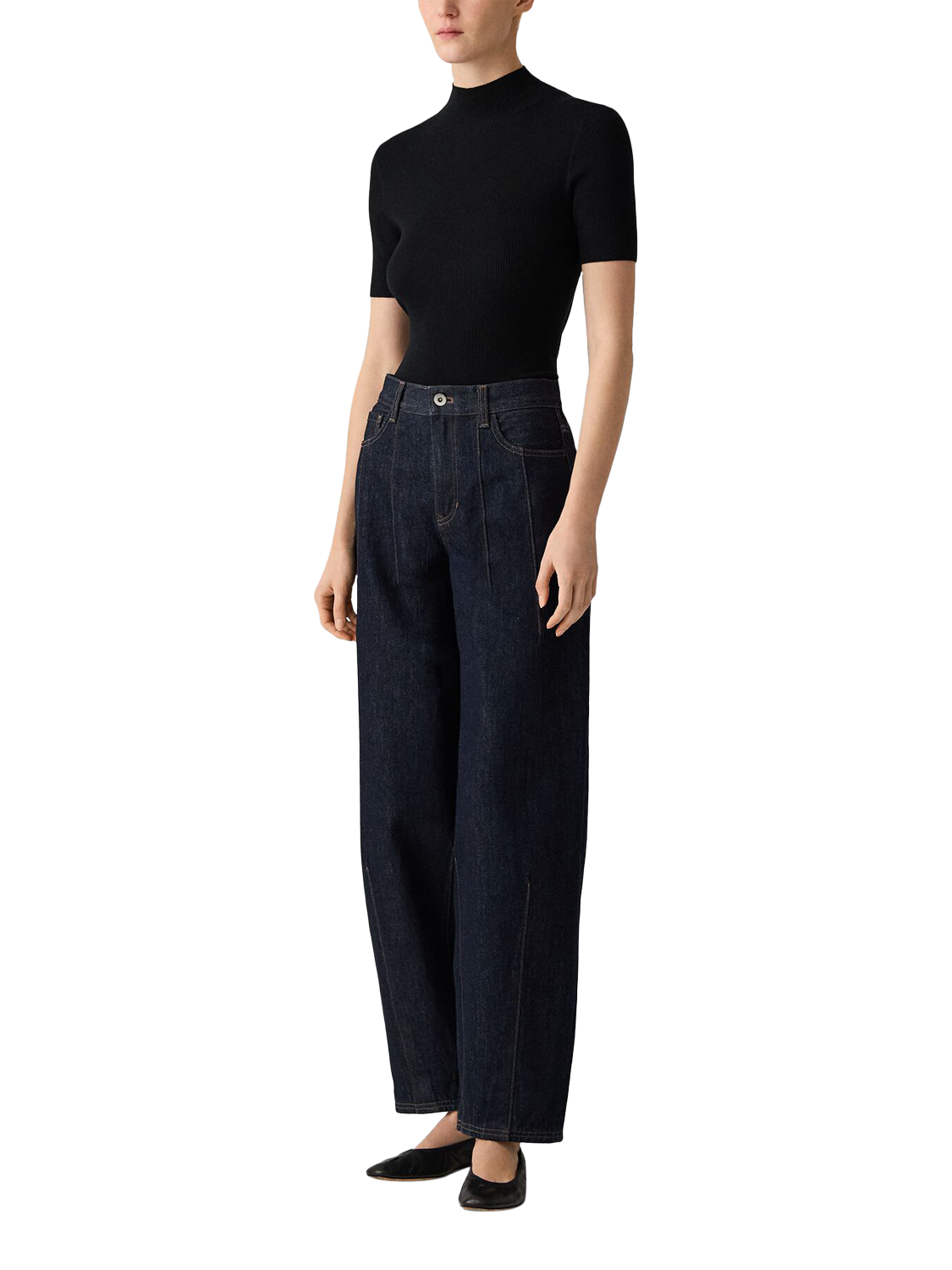 Product image 2 of 4, which shows Theory High Rise Relaxed Darted Jeans, Dark Blue, 26