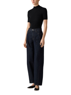 Theory High Rise Relaxed Darted Jeans, Dark Blue - view 2, Dark Blue