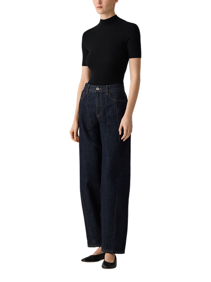 Theory High Rise Relaxed Darted Jeans, Dark Blue - view 2, Dark Blue