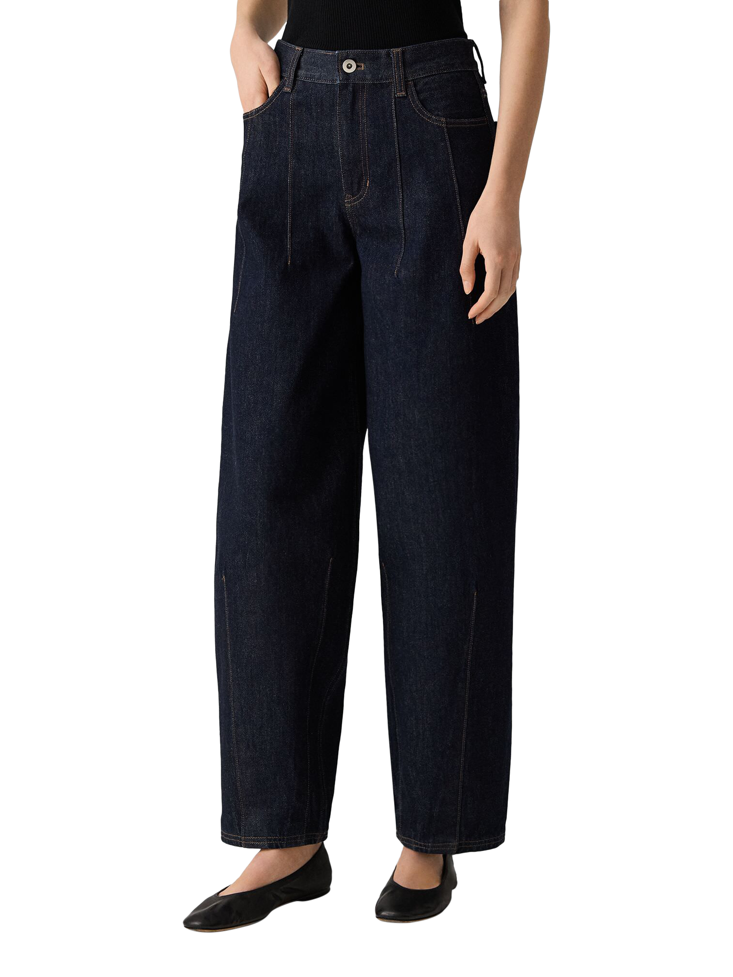 Product image 4 of 4, which shows Theory High Rise Relaxed Darted Jeans, Dark Blue, 26