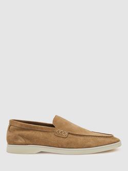 Reiss Kason Suede Loafers, Stone