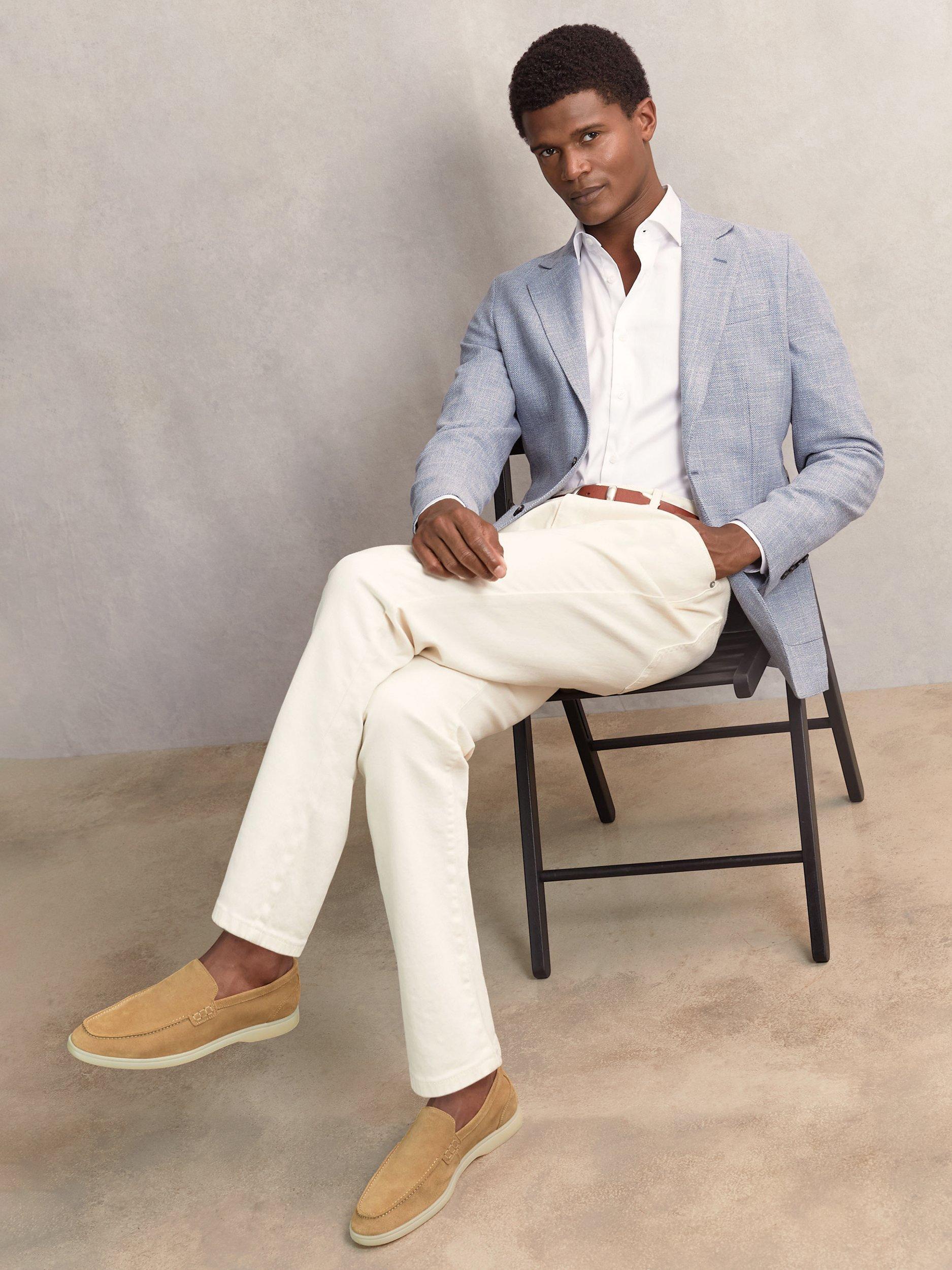 Product image 3 of 5, which shows Reiss Kason Suede Loafers, Stone, 7