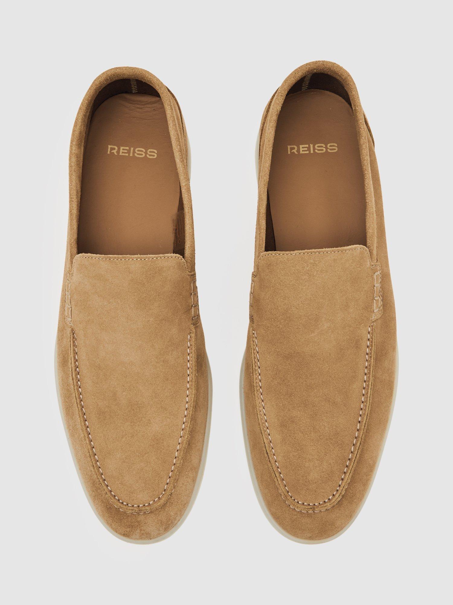 Product image 4 of 5, which shows Reiss Kason Suede Loafers, Stone, 7