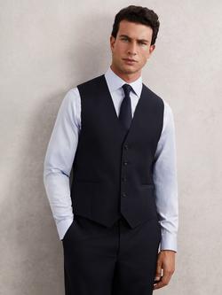 Reiss Promise Single Breasted Wool Blend Waistcoat, Navy, Navy