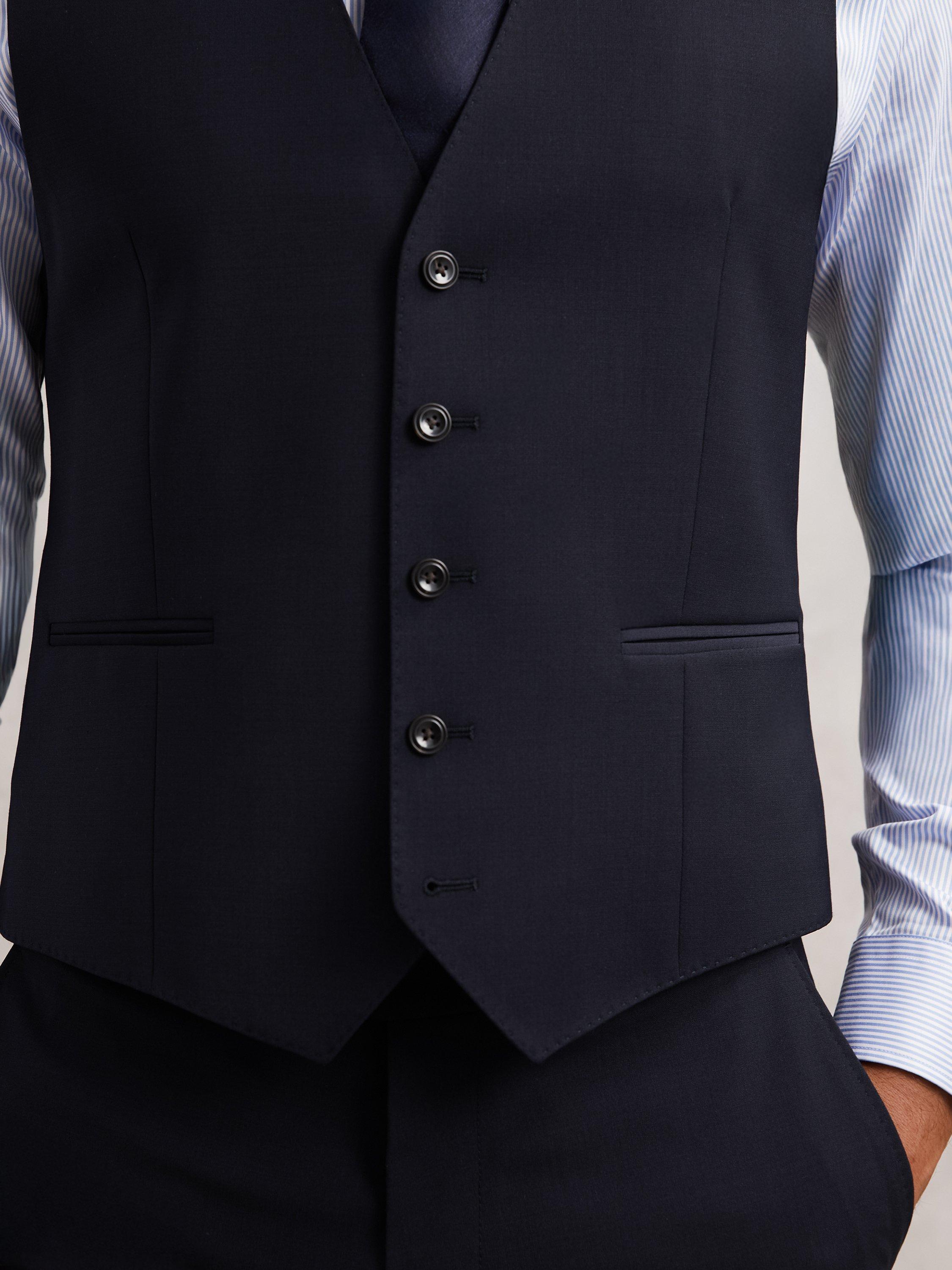 Product image 5 of 5, which shows Reiss Promise Single Breasted Wool Blend Waistcoat, Navy, 36