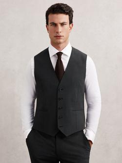 Reiss Promise Single Breasted Wool Blend Waistcoat, Grey, Grey