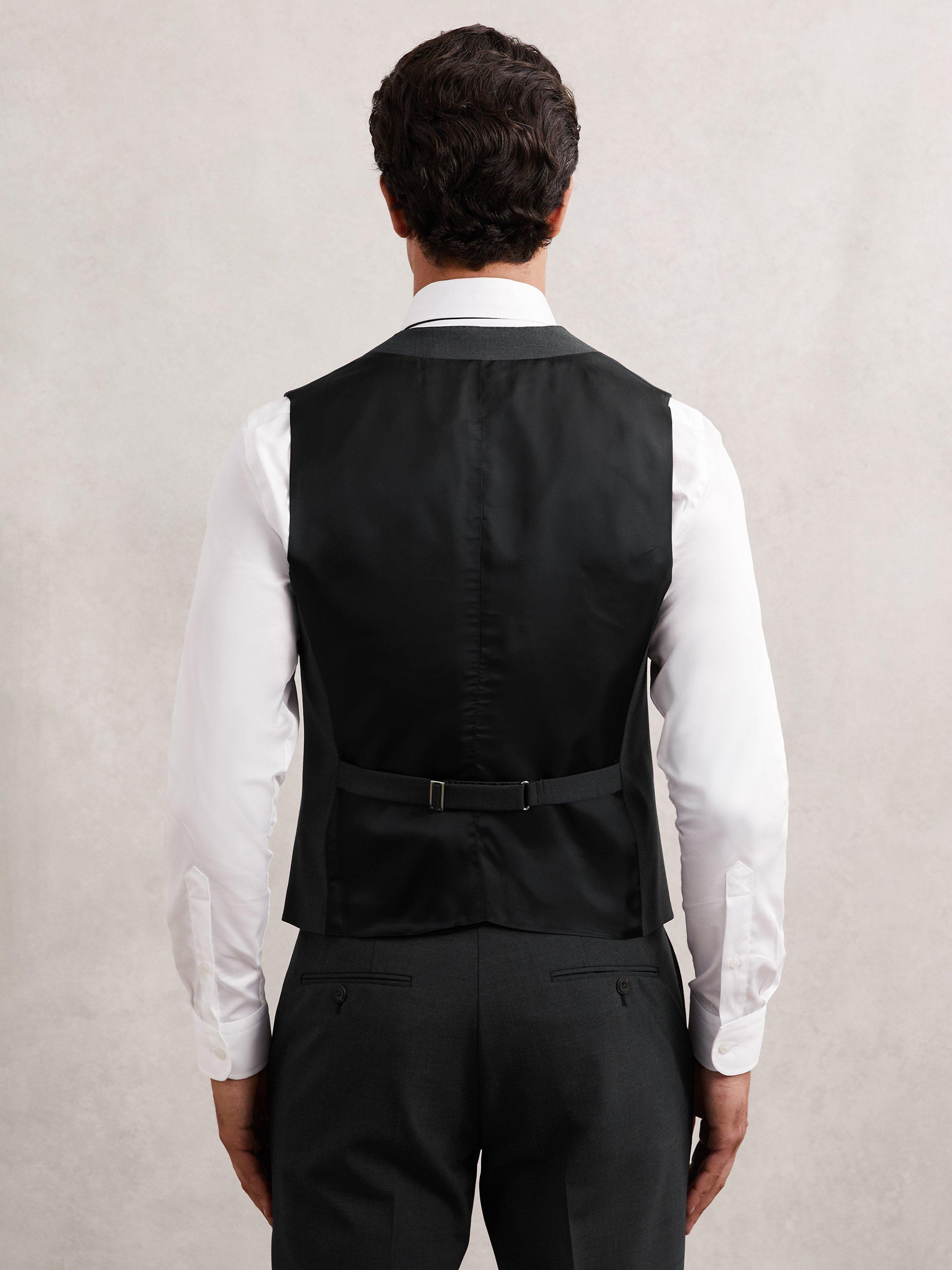 Product image 2 of 5, which shows Reiss Promise Single Breasted Wool Blend Waistcoat, Grey, 36