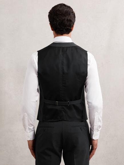 Reiss Promise Single Breasted Wool Blend Waistcoat, Grey - view 2, Grey