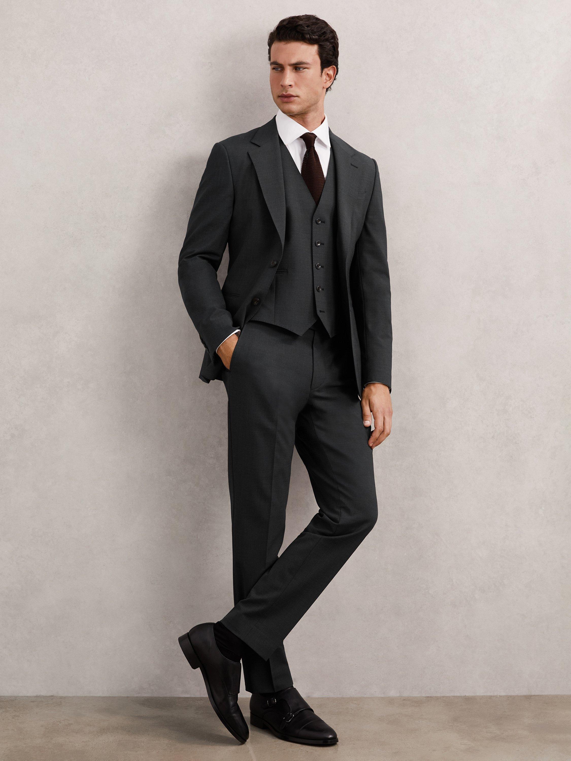 Product image 4 of 5, which shows Reiss Promise Single Breasted Wool Blend Waistcoat, Grey, 36