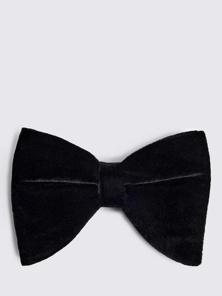 Moss Floppy Velvet Bow Tie, Black, Black