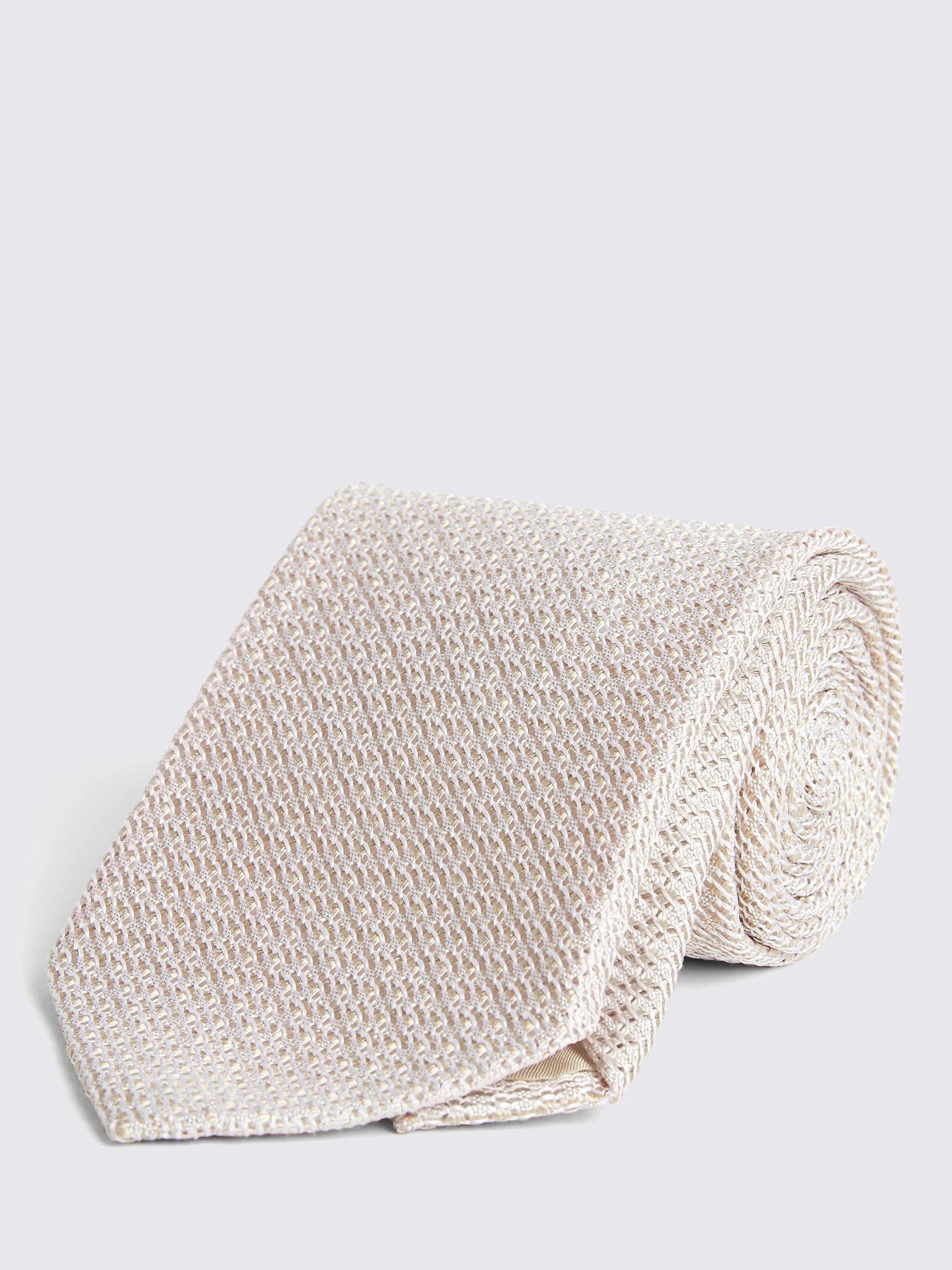 Product image 1 of 3, which shows Moss Grenadine Silk Tie, Champagne