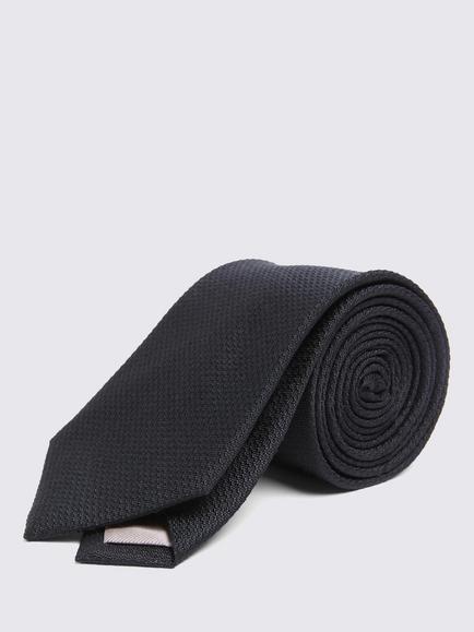 Moss Silk Semi Plain Tie, Black