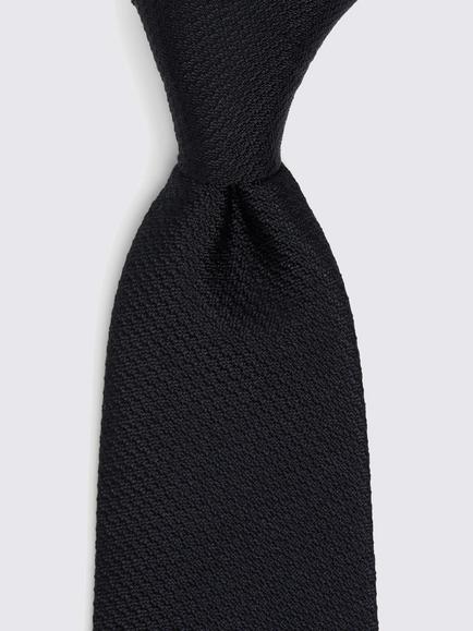 Moss Silk Semi Plain Tie - view 2, Black