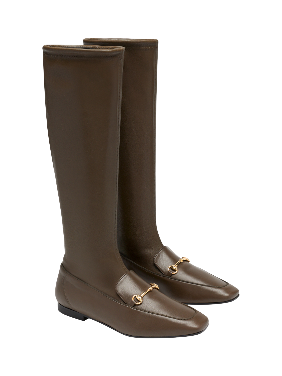 Product image 2 of 4, which shows Russell & Bromley Carden Leather Ultra Thin Stretch Flat Tall Boots, Green, 3