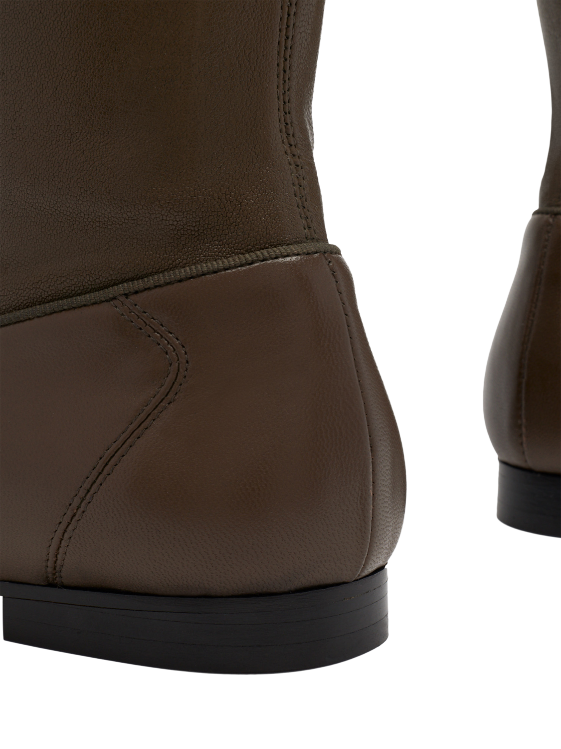 Product image 4 of 4, which shows Russell & Bromley Carden Leather Ultra Thin Stretch Flat Tall Boots, Green, 3