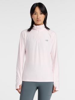 New Balance Sport Essential Space Dye Zip-Neck Top, Pink Salt, Pink Salt