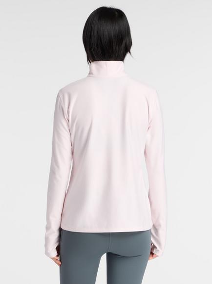 New Balance Sport Essential Space Dye Zip-Neck Top, Pink Salt - view 2, Pink Salt