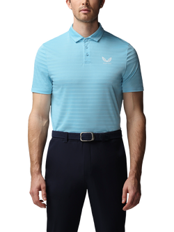 Castore Golf Pique Stripe Short Sleeve Polo Top, White / Alloy, White / Alloy