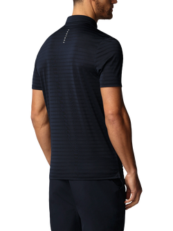Castore Golf Pique Stripe Short Sleeve Polo Top, Navy/Alloy - view 2, Navy/Alloy