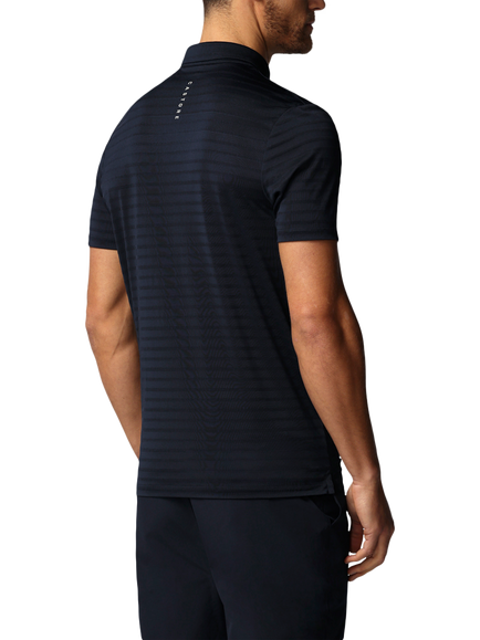 Castore Golf Pique Stripe Short Sleeve Polo Top, Navy/Alloy - view 2, Navy/Alloy