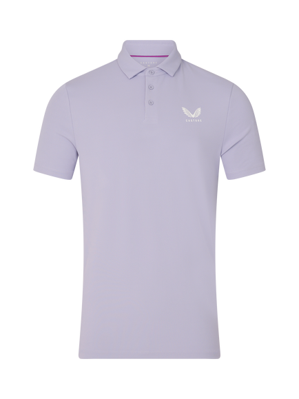 Castore Golf Essential Short Sleeve Polo Top, Lavender / White, Lavender / White