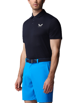 Castore Golf Essential Short Sleeve Polo Top, Navy / Alloy, Navy / Alloy