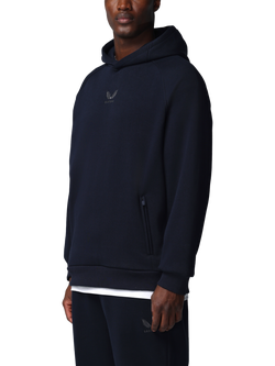 Castore Adapt Long Sleeve Cotton Blend Fleece Hoodie, Black/Gunmetal, Black/ Gunmetal