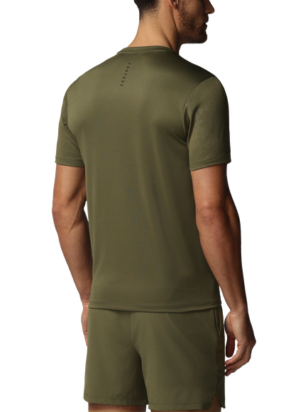 Castore Adapt All-Over Print Short Sleeve T-Shirt, Ivy Green/Black - view 2, Ivy Green/ Black
