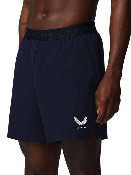 Castore Adapt 7" Elastic Shorts, Navy/White, Navy/ White