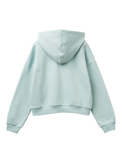 Benetton Kids' Cotton Blend Logo Hoodie, Green - view 2, Green