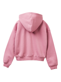 Benetton Kids' Cropped Long Sleeve Ribbed Cuff Hoodie - view 2, Pink