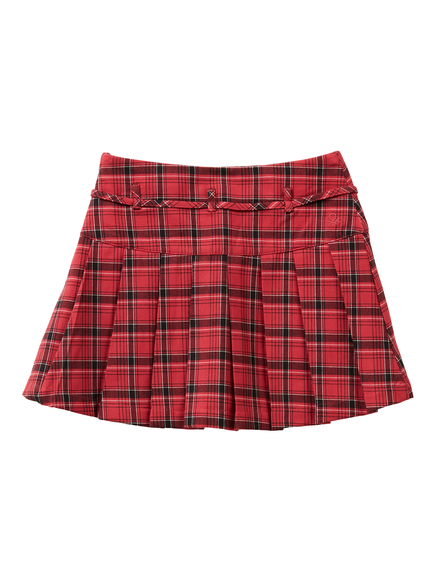 Product image 2 of 3, which shows Benetton Kids' Pleated Checked Pattern Skirt , Red/Multi, 7-8 yrs