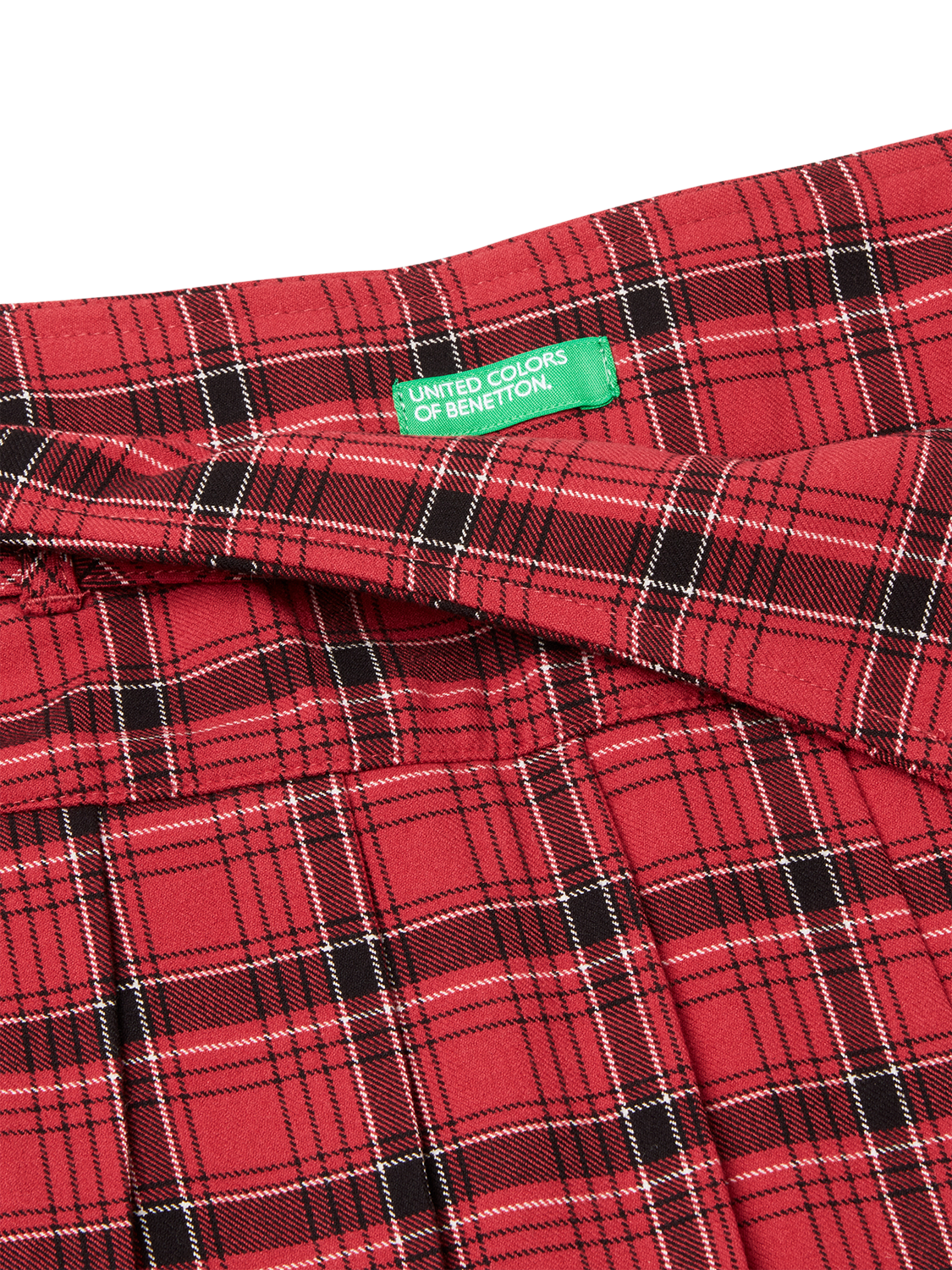 Product image 3 of 3, which shows Benetton Kids' Pleated Checked Pattern Skirt , Red/Multi, 7-8 yrs