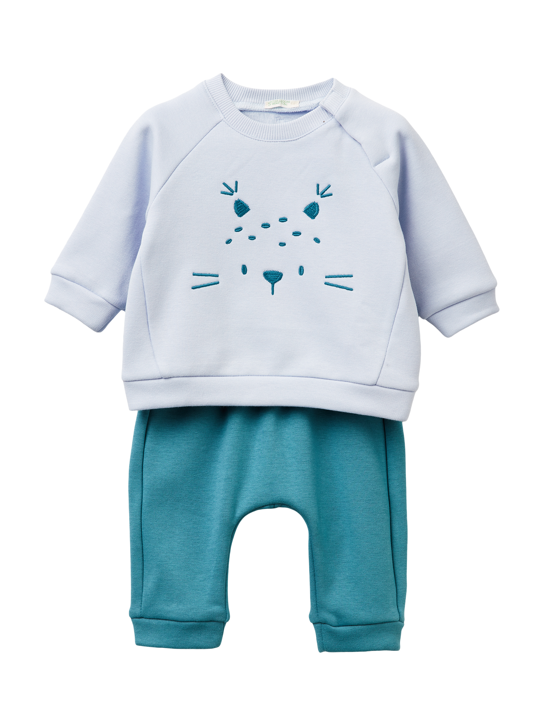 Product image 1 of 4, which shows Benetton Kids' Long Sleeve Jumper Cosy Set , Blue, 0-1 mths
