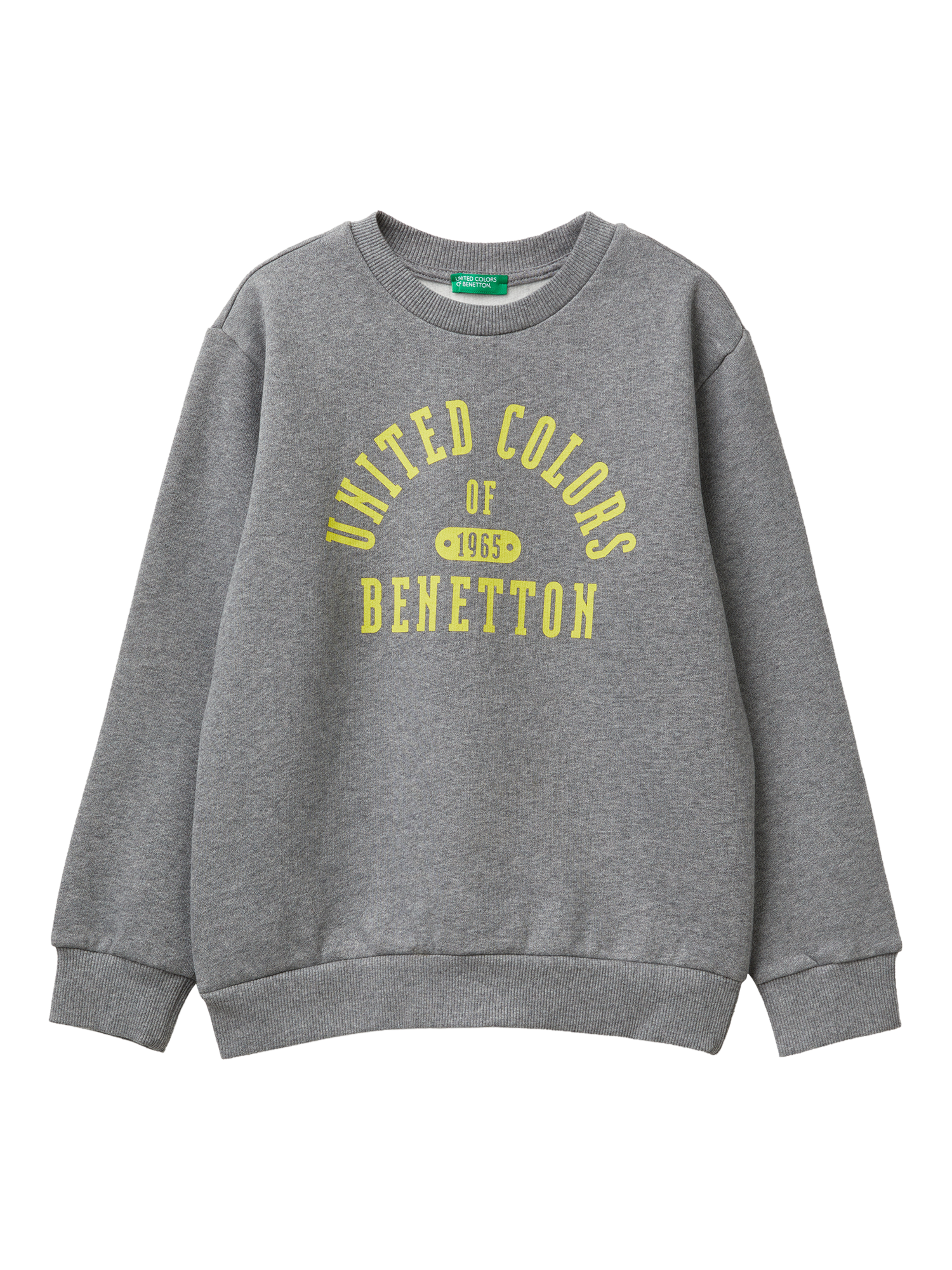 Product image 1 of 3, which shows Benetton Kids' Crew Neck Long Sleeve Sweatshirt , Grey, 6-7 yrs