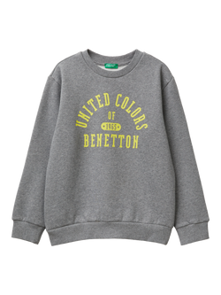 Benetton Kids' Crew Neck Long Sleeve Sweatshirt, Grey