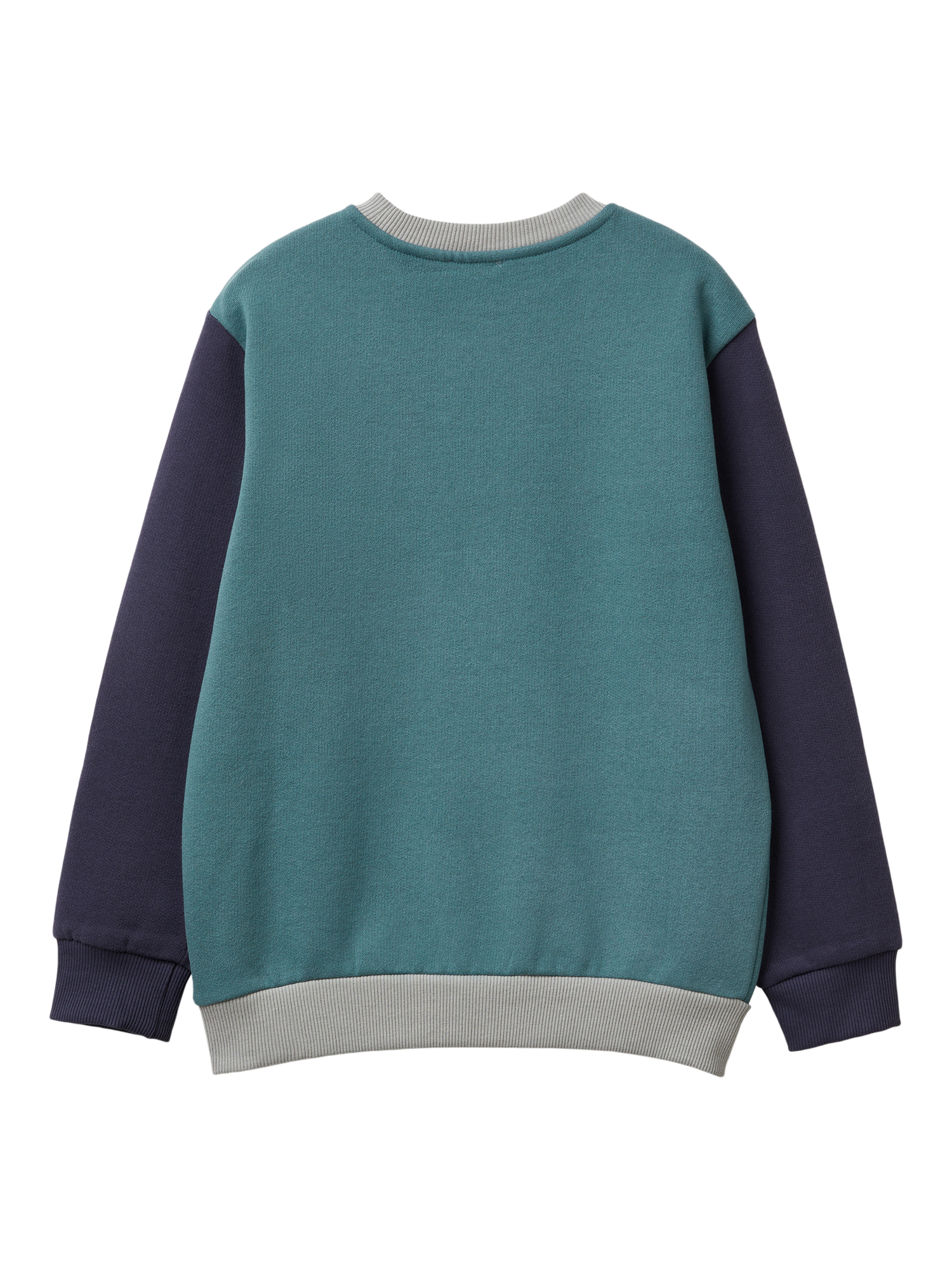 Product image 2 of 3, which shows Benetton Kids' Brushed Cotton Blend Logo Sweatshirt, Blue/Multi, 6-7 years