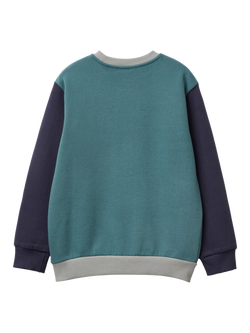 Benetton Kids' Brushed Cotton Blend Logo Sweatshirt, Blue/Multi - view 2, Blue/Multi